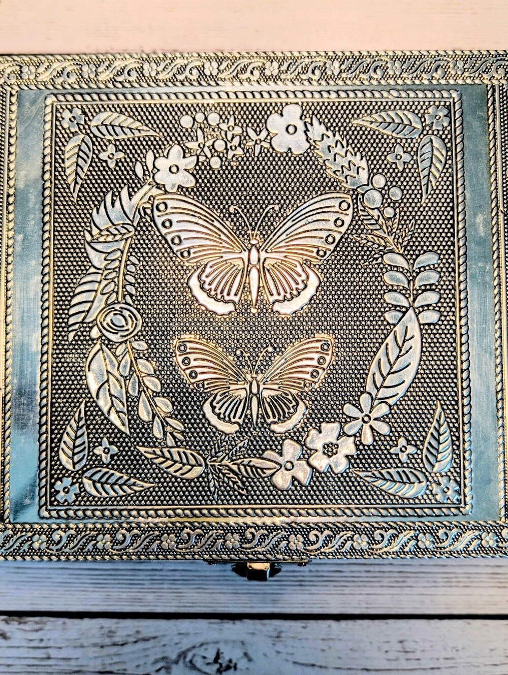 Butterfly Aluminum Embossed Jewelry/Trinket Box Butterflies-11x6x3